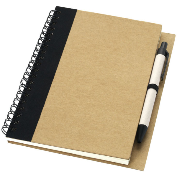 Priestly gerecycled notitieboek met pen - Naturel/Zwart