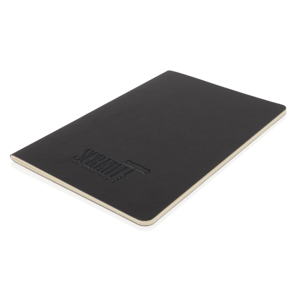 Softcover PU notitieboek met gekleurde accent rand, wit