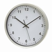 Analoge radio-controlled wandklok NEPTUNE - wit, zilver