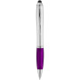 Nash stylus ballpoint with coloured grip - Silver/Purple