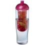 H2O Active® Tempo 700 ml bidon en infuser met koepeldeksel - Transparant/Roze