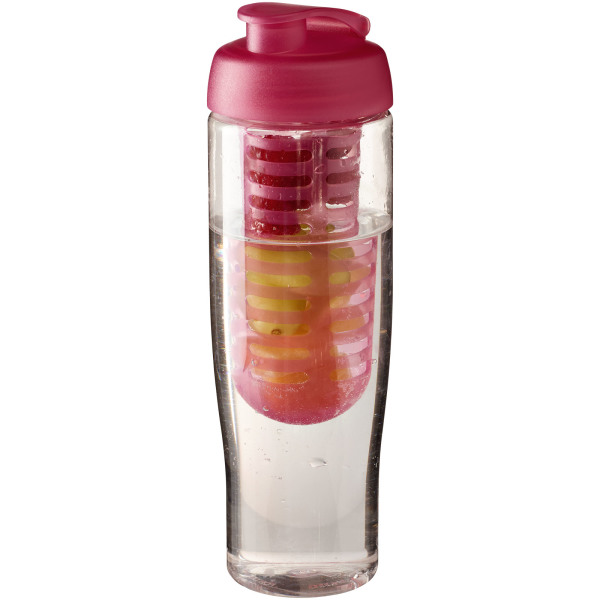 H2O Active® Tempo 700 ml flip lid sport bottle & infuser - Transparent/Pink