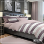 Bed Set Stripe Double beds - Plum / Mauve