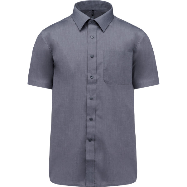 Overhemd in onderhoudsvriendelijk polykatoen-popeline korte mouwen heren Urban Grey 5XL