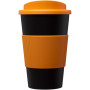 Americano® 350 ml insulated tumbler with grip - Solid black/Orange