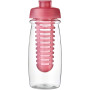 H2O Active® Pulse 600 ml flip lid sport bottle & infuser - Transparent/Pink