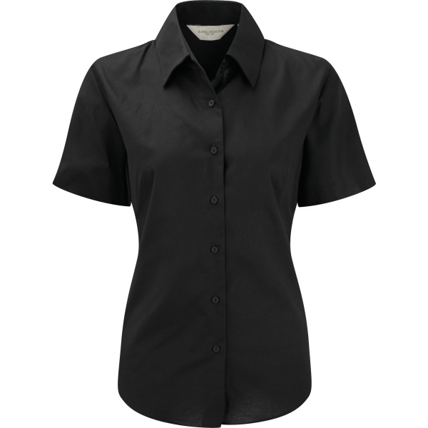 Ladies Short Sleeve Easy Care Oxford Shirt Black 3XL