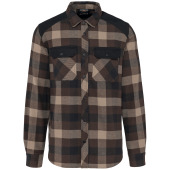 Geruit heren overhemd met zakken Chocolate / Dark Beige Checked / Black S