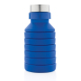 Leakproof collapsible silicone bottle with lid, blue