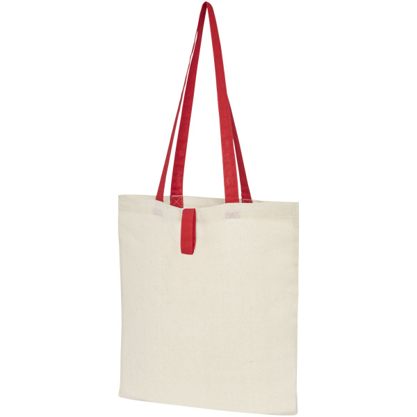 Nevada 100 g/m² cotton foldable tote bag 7L - Natural/Red
