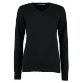Ladies Arundel Cotton Acrylic V Neck Sweater, Black, 10, Kustom Kit