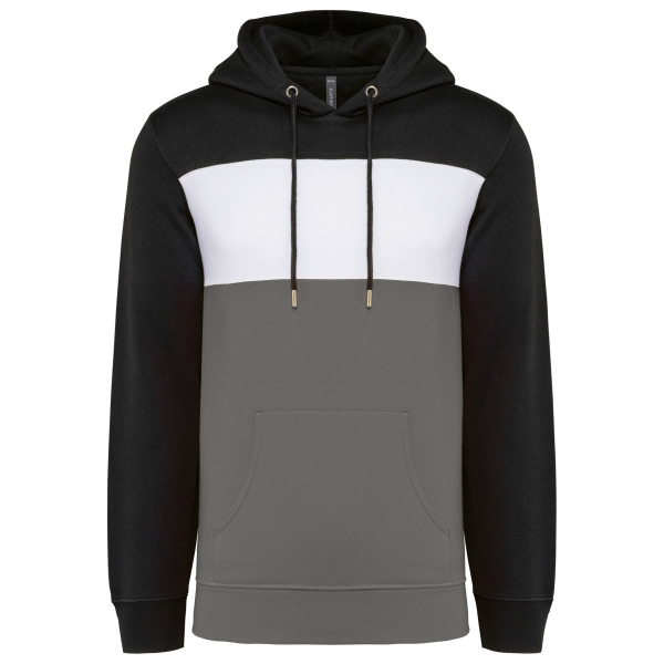 Driekleurige unisex sweater met capuchon Black / White / Basalt Grey 4XL