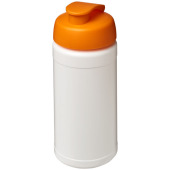 Baseline® Plus 500 ml sportflaska med uppfällbart lock - Vit/Orange