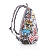 Bobby Soft "Art", anti-diefstal rugzak, grijs, rood