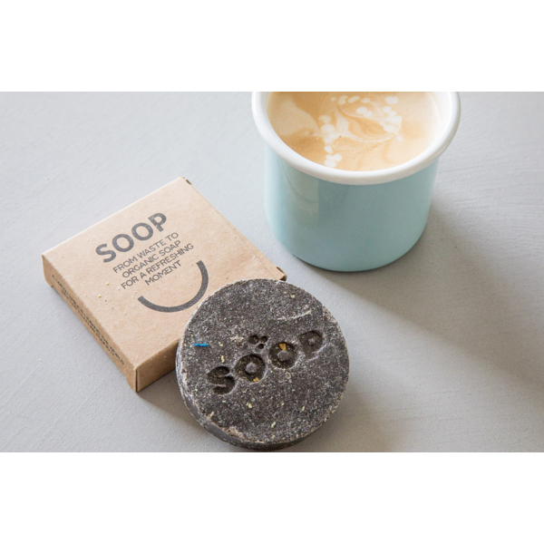 Soap made from coffee grounds