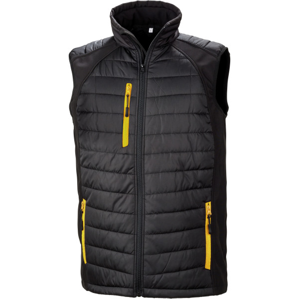 BLACK COMPASS PADDED SOFT SHELL GILET