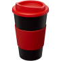 Americano® 350 ml insulated tumbler with grip - Solid black/Red