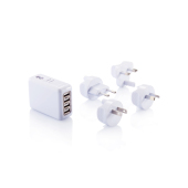 Reisstekker met 4 USB poorten, wit
