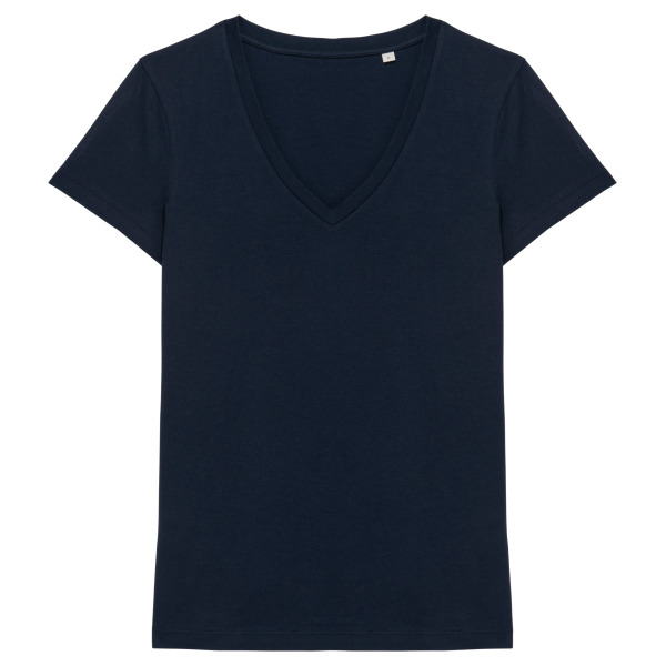 Ecologisch dames-T-shirt met V-hals Navy Blue XS