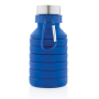 Leakproof collapsible silicone bottle with lid, blue