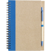 Wire bound notebook with ballpen. Stella light blue