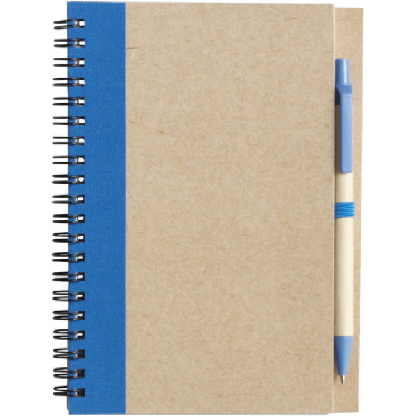 Draadgebonden notitieboekje met balpen lichtblauw