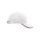 MB6197 6 Panel Double Sandwich Cap - white/red/navy - one size