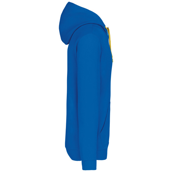 Hooded sweater met gecontrasteerde capuchon Light Royal Blue / Yellow XL