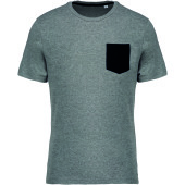 T-shirt BIO-katoen met borstzakje Grey Heather / Black XXL
