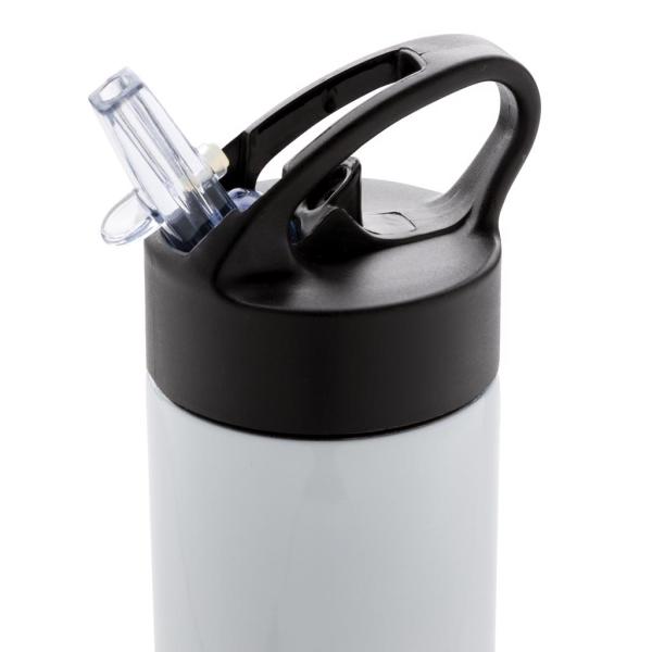 Sport bottle with straw, white