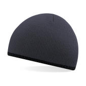 Two-Tone Beanie Knitted Hat - Graphite Grey/Black - One Size