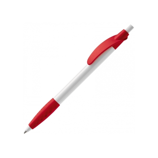 Balpen Cosmo grip hardcolour - Wit / Rood