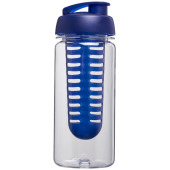 H2O Active® Octave Tritan™ 600 ml sportfles en infuser met flipcapdeksel - Transparant/Blauw