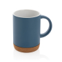 Ceramic mug with cork base, blue