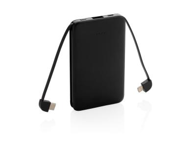 5.000 mAh zakformaat powerbank met geïntegreerde kabels 5.000 mAh zakformaat powerbank met geïntegreerde kabels