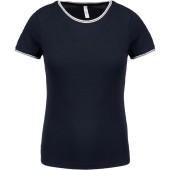 Dames-t-shirt piqué ronde hals Navy / Off White XXL