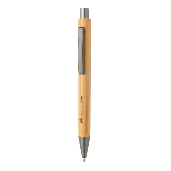 Slim design bamboe pen, bruin, zilver