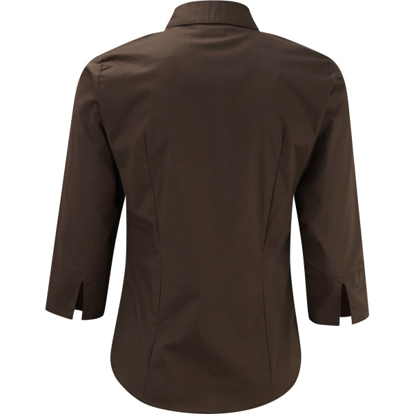 Ladies' 3/4 Sleeve Easy Care Fitted Shirt Chocolate S