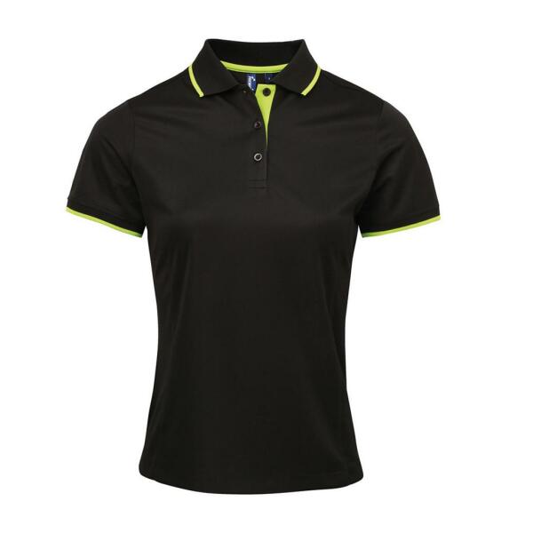 Ladies Contrast Coolchecker® Piqué Polo Shirt, Black/Lime Green, XXL, Premier