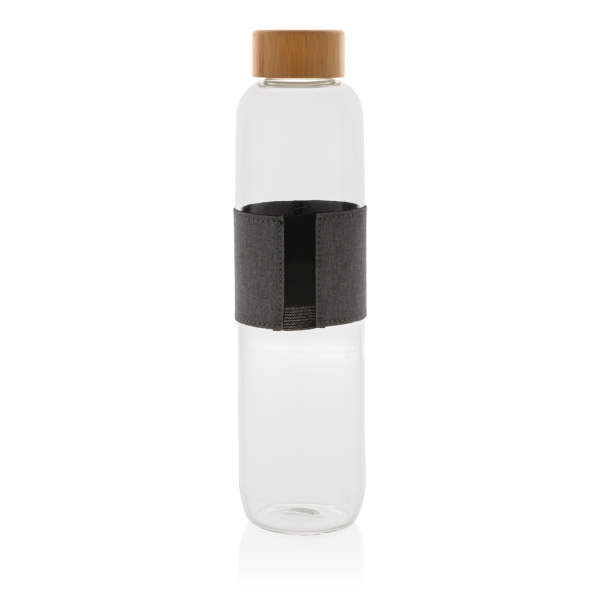 Impact borosilicaat glazen fles met bamboe deksel, transpara