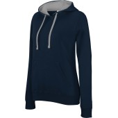 Damessweater met capuchon in contrasterende kleur Navy / Fine Grey L