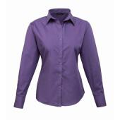 Ladies Long Sleeve Poplin Blouse, Purple, 12, Premier
