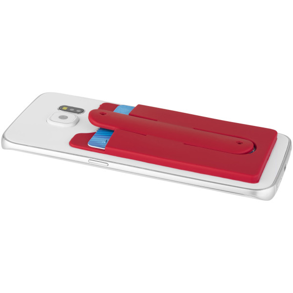 Stue siliconen telefoon kaarthouder met standaard - Rood