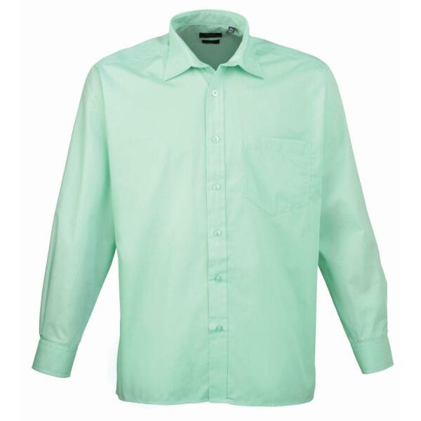 Long Sleeve Poplin Shirt, Aqua, 17, Premier