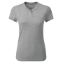Ecologisch dames-T-shirt ‘Comis’ met knoopjeshals Grey Marl 3XL