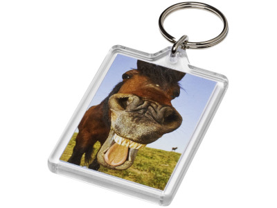 Vito rechthoekige kunststof sleutelhanger met metalen clip Vito rechthoekige kunststof sleutelhanger met metalen clip