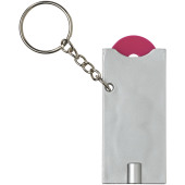 Allegro LED keychain light with coin holder - Magenta/Silver