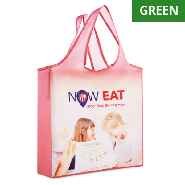 Foldable RPET shopping bag with pouch