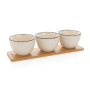 Ukiyo 3pc serving bowl set with bamboo tray, white