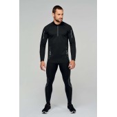 Herensportshirt met halsrits en lange mouwen Herensportshirt met halsrits en lange mouwen